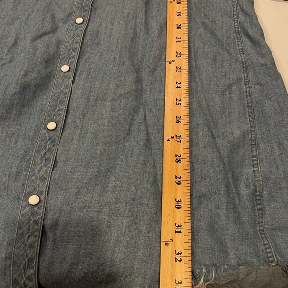 Rails Snap Front Denim Shirt Dress XS Blue Linen Blend Shirtdress Casual - Picture 7 of 7